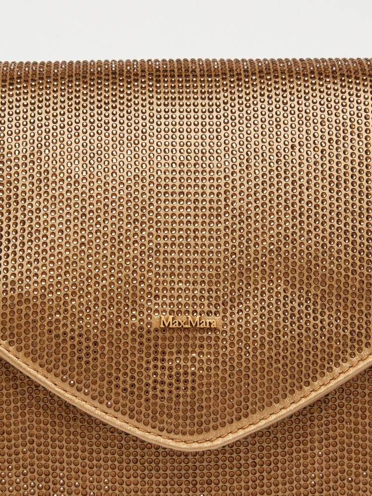 Rhinestone satin clutch, bronze | 