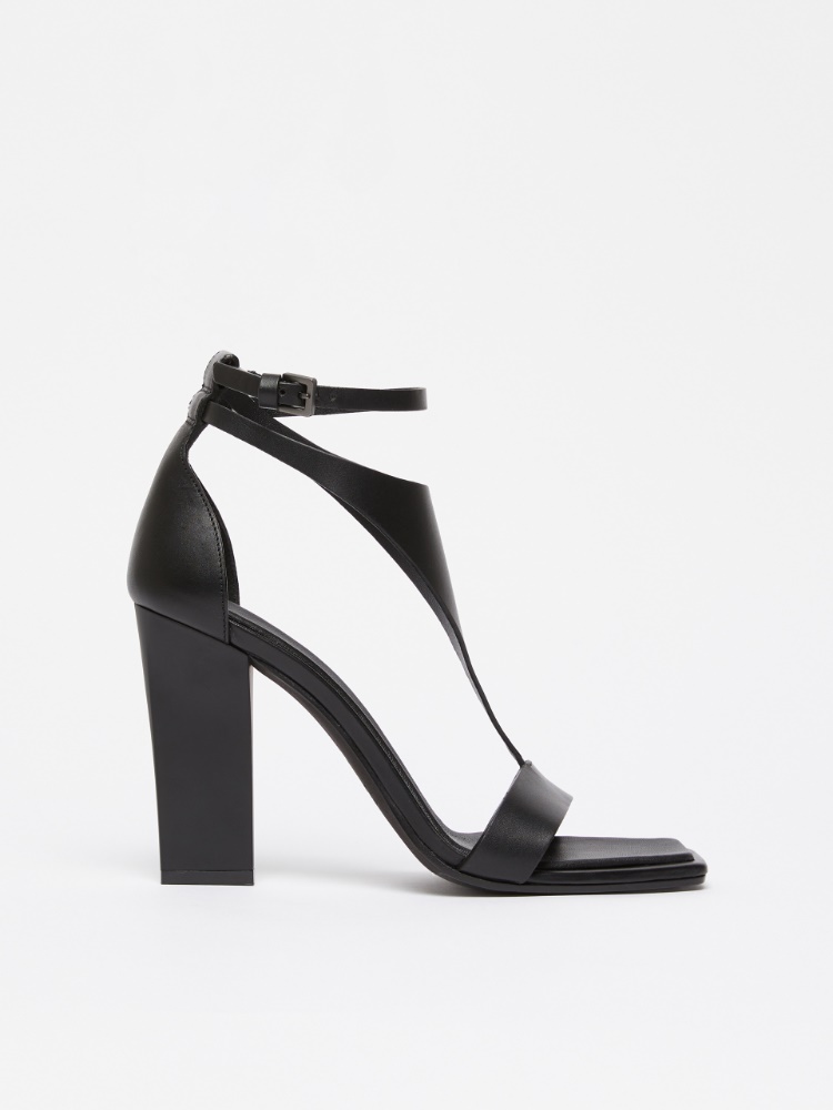 Heeled leather sandals - BLACK - Max Mara