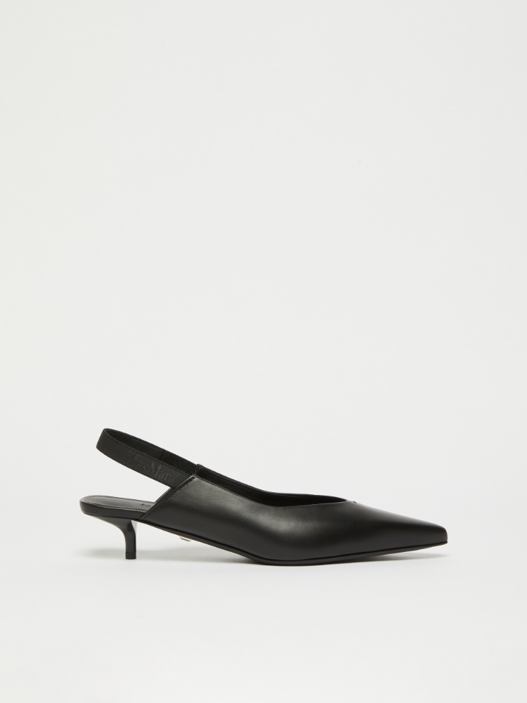 Leather slingbacks with branded ribbon detail - BLACK - Max Mara
