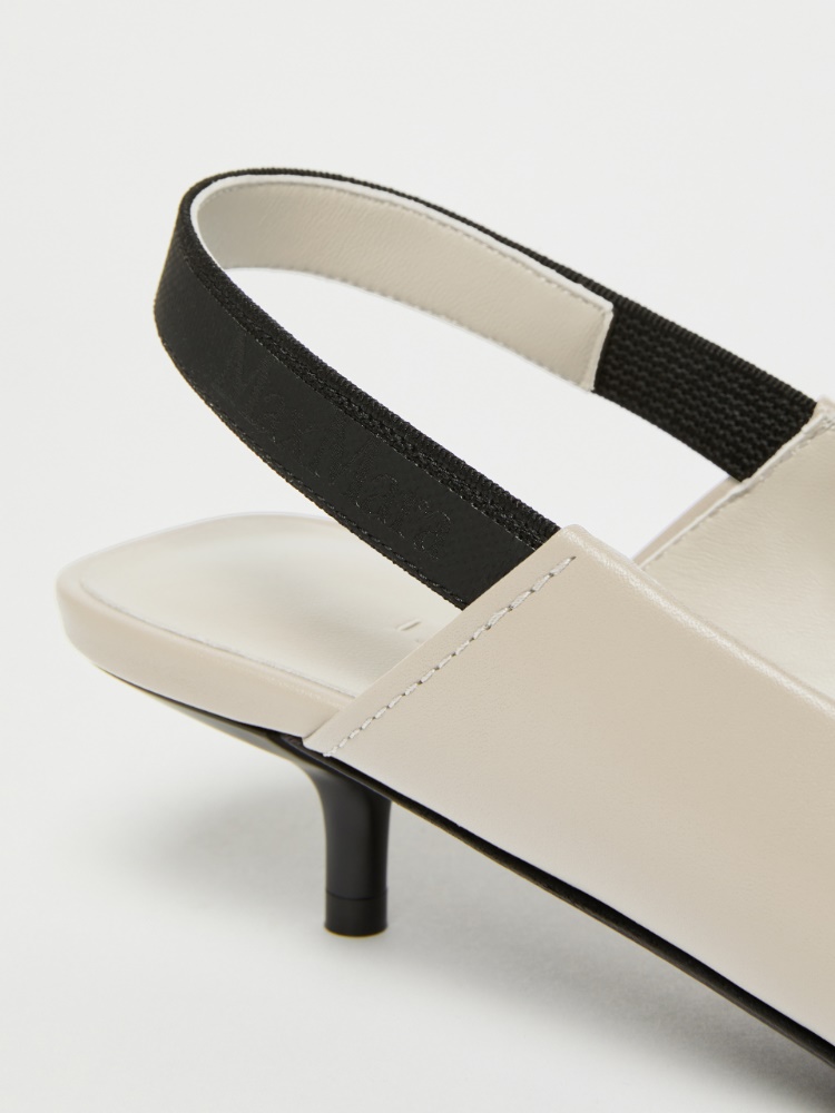 直営♪ Max Mara リボン付きレザース ミュール BOWSLINGY Leather slingbacks with branded ribbon detail, ice | 