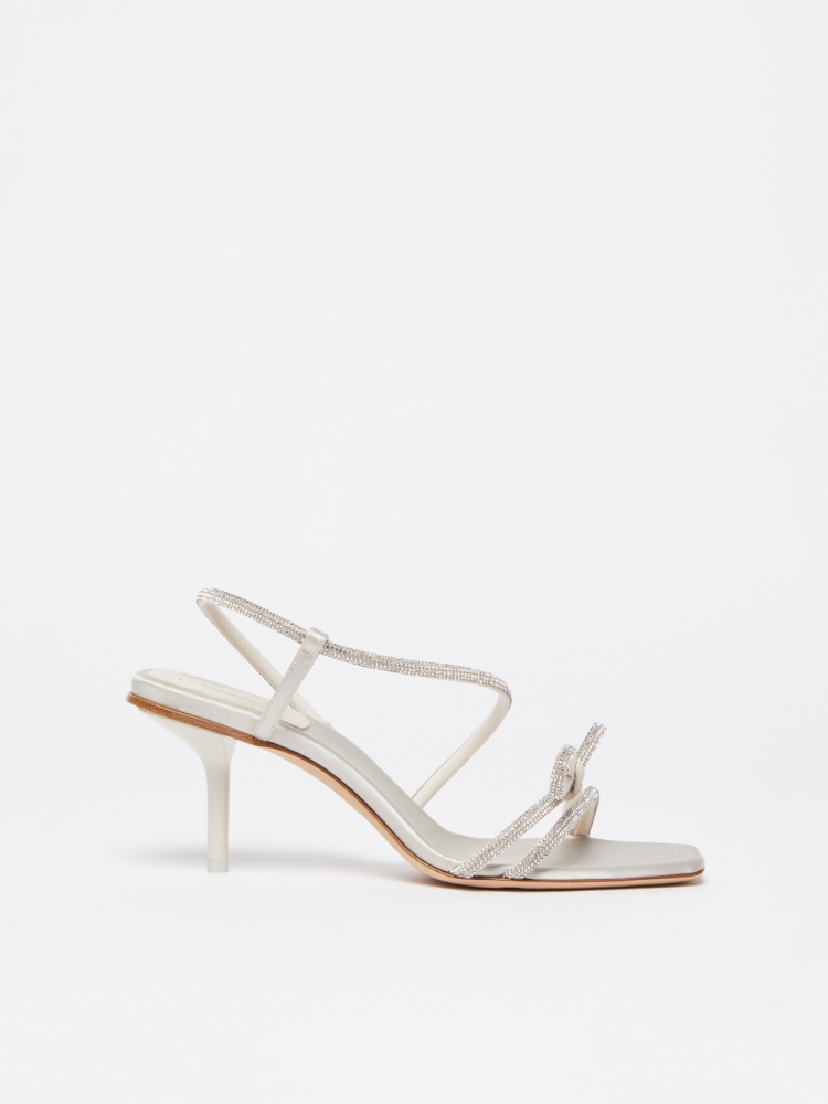 Bow-adorned satin sandals - LIGHT GREY - Max Mara