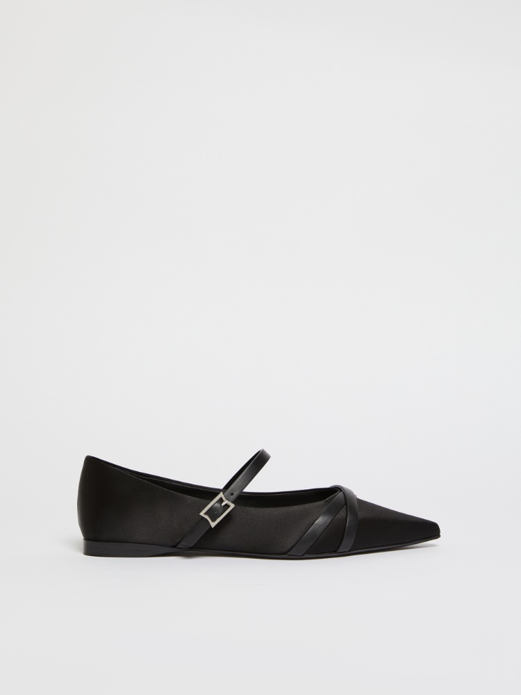 Satin and leather ballerinas - BLACK - Max Mara