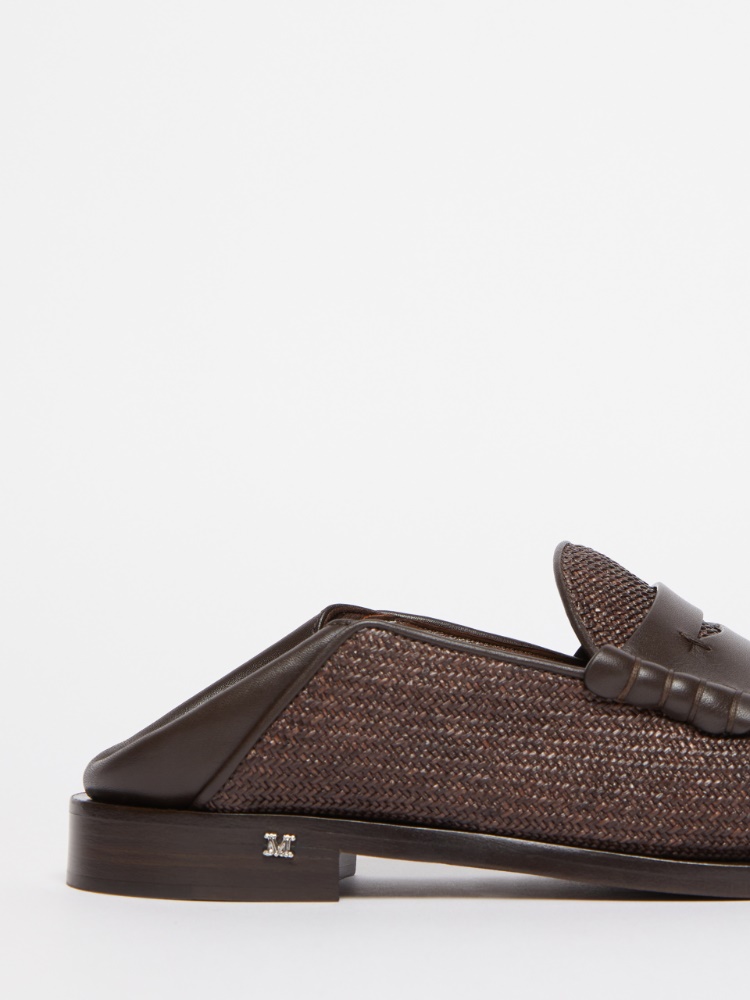 【MAX MARA】STRAWLOAFER ラフィア風 モカシン Raffia-effect loafers, dark brown | 