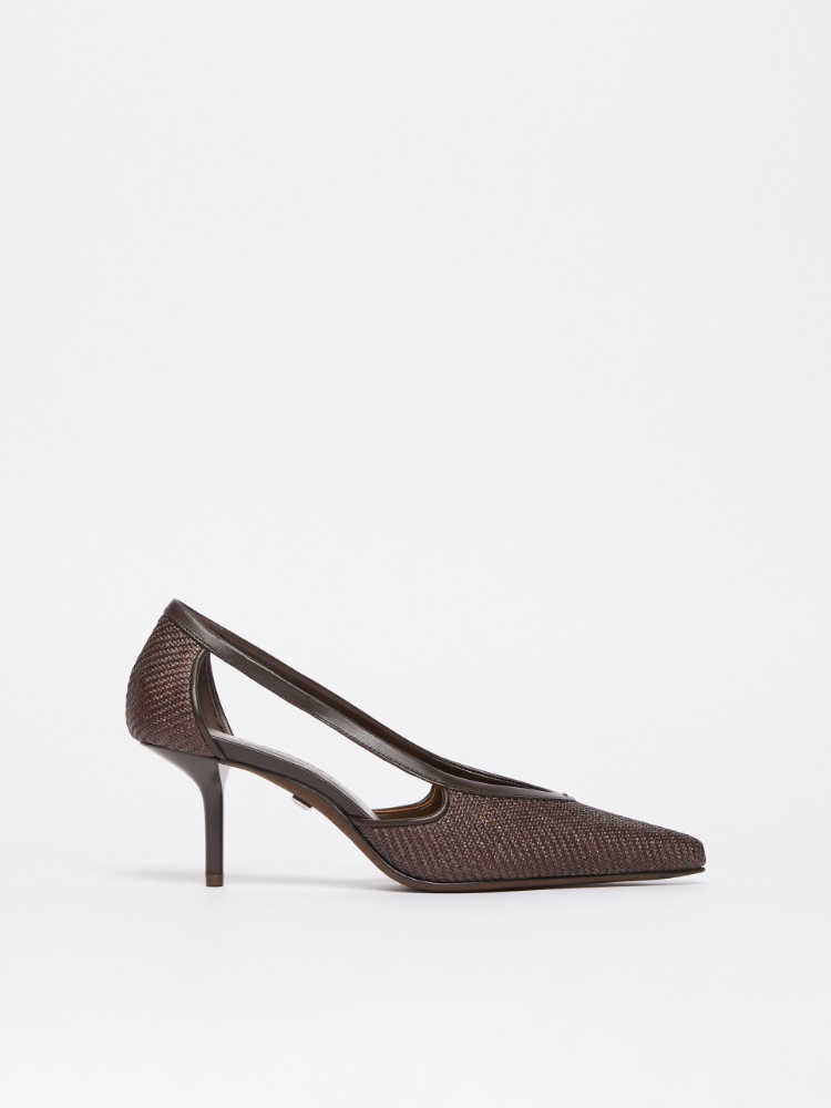Raffia-effect court shoes - DARK BROWN - Max Mara