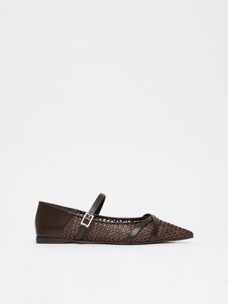 Crochet-fabric ballerinas - DARK BROWN - Max Mara