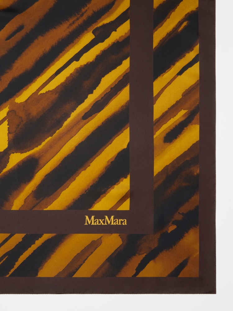 Printed silk shawl, camel | 