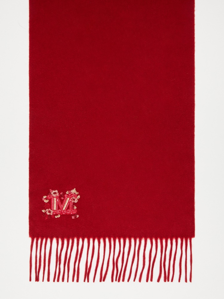 Floral-embroidered cashmere stole - DARK RED - Max Mara