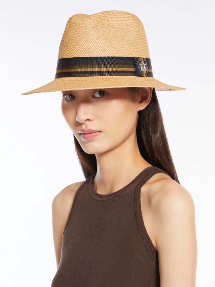 ストローハット MAX MARA RODESIA FEDORA HAT IN STRAW Straw hat, black | 