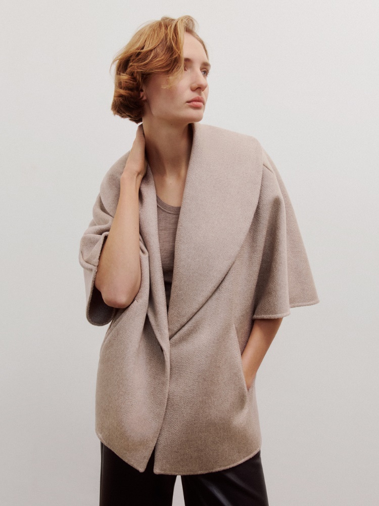 Oversized cashmere cape + BEIGE - Max Mara