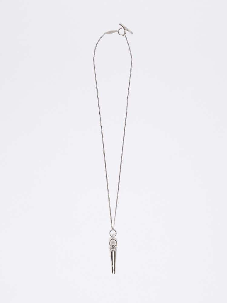 Long metal pendant necklace - SILVER - Max Mara