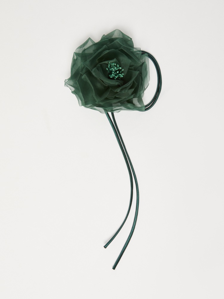 Blumenbrosche aus Seide - SMARAGDGRUN - Max Mara