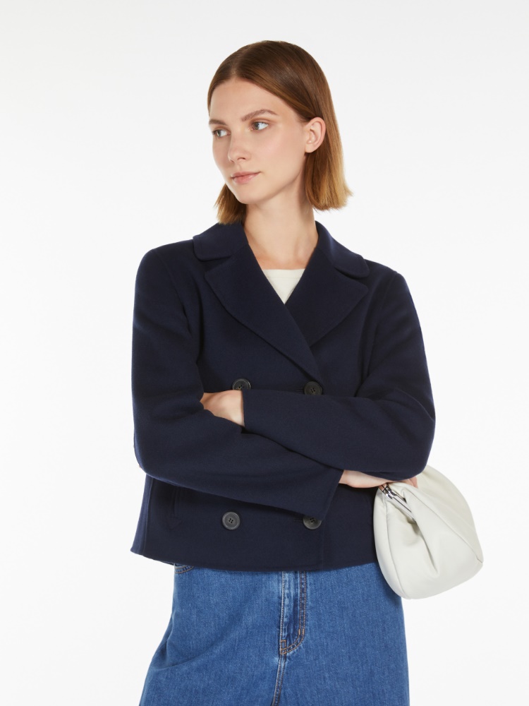 売り切りMax Mara ネイビー ダブルブレストピーコート Double-sided wool double-breasted pea coat, navy | 