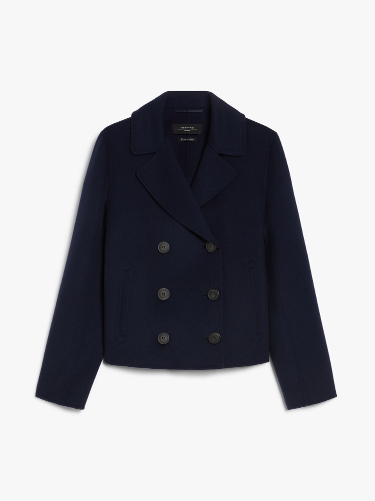 Double-sided wool double-breasted pea coat, navy | 