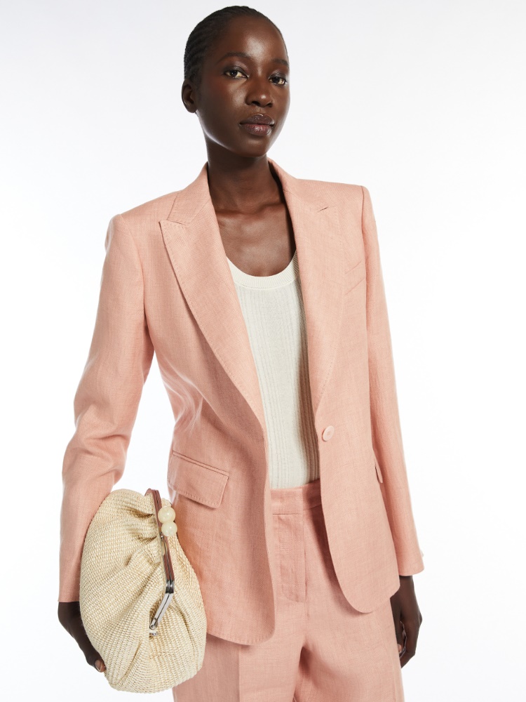 アウターその他 WEEKEND MAX MARA Woman Blazer Pink 2515041012600 034 Single-breasted wool-blend canvas blazer, pink | Weekend Max