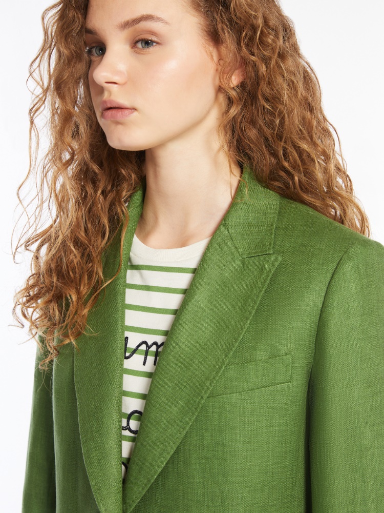 Washed linen blazer, green | 