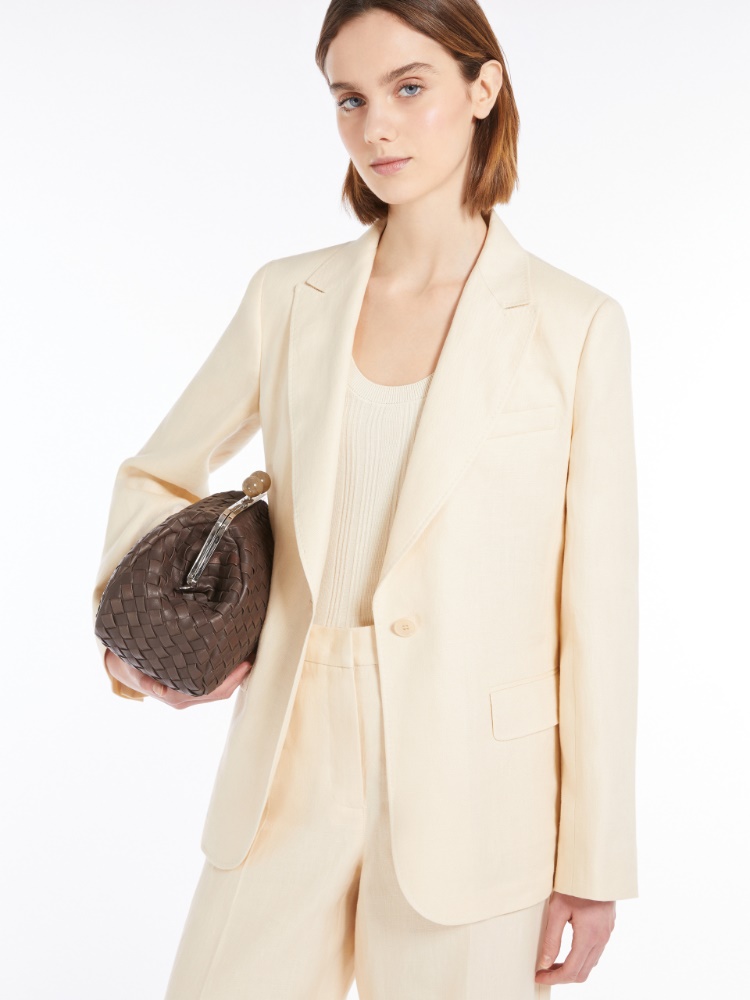 Washed linen blazer, ivory | 