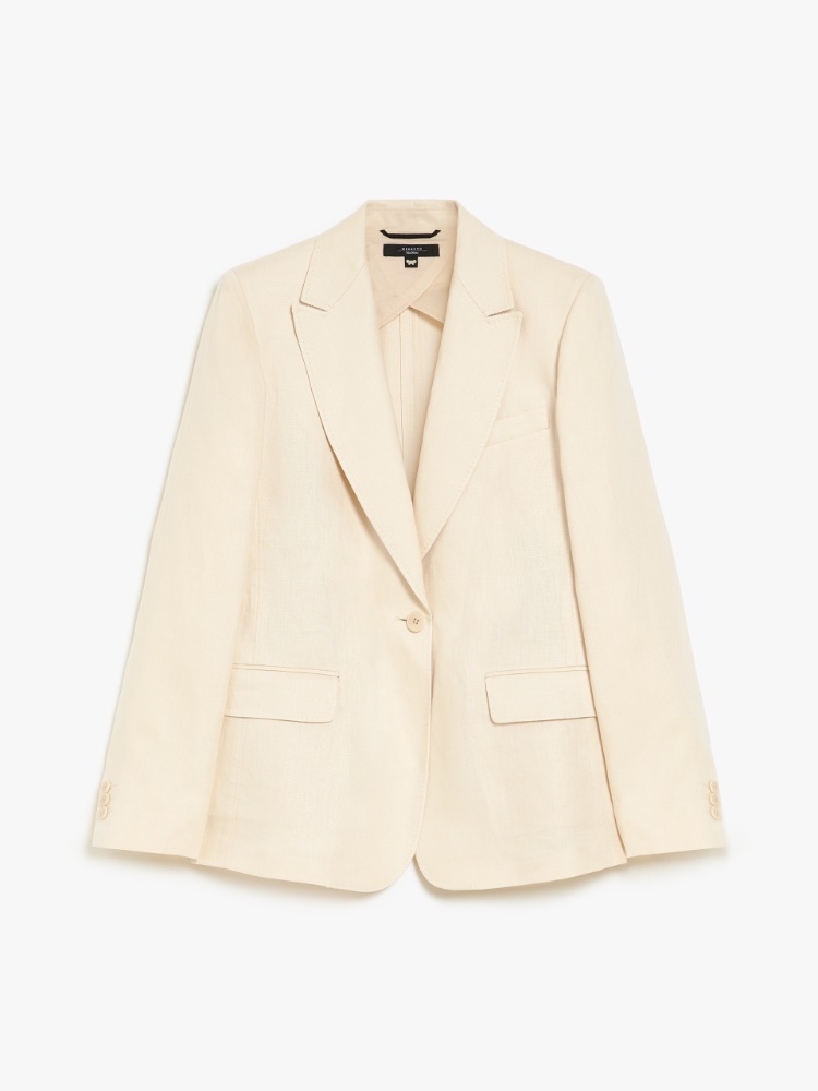 Washed linen blazer, ivory | 