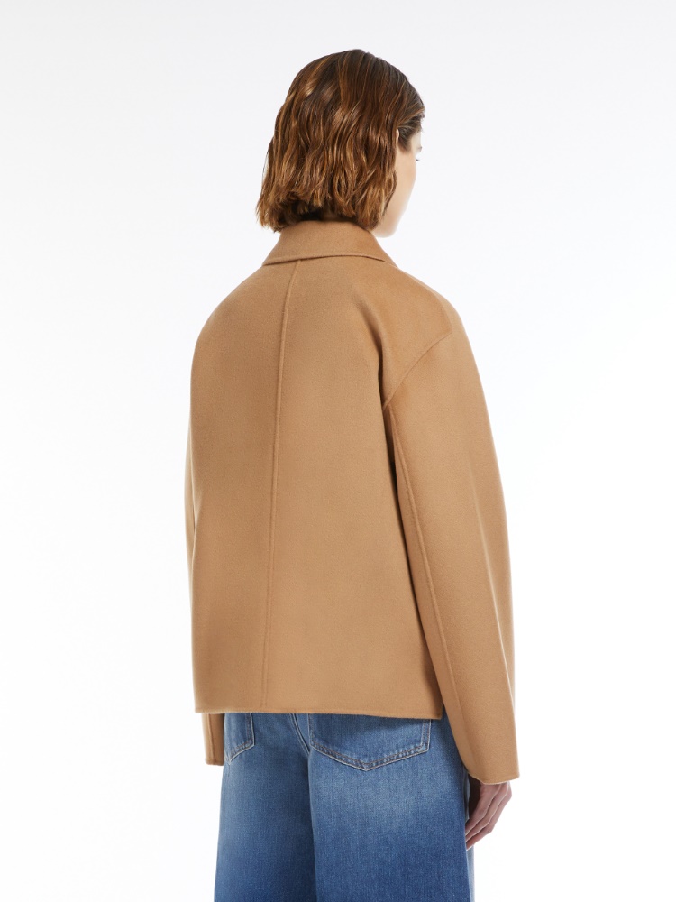 【関税&送料込】Max Mara Esopo Double-Breasted Jacket In Org Silk organza double-breasted blazer, camel | 