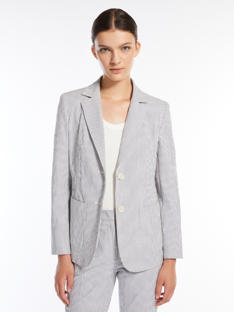 Cotton seersucker blazer, navy | 