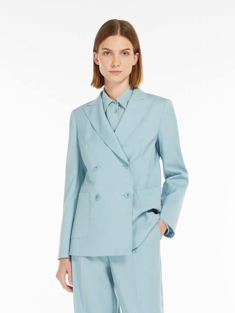 【送料&関税込】Weekend Max Mara Nervoso Jacket Double-breasted blazer in stretch wool canvas, pastel green