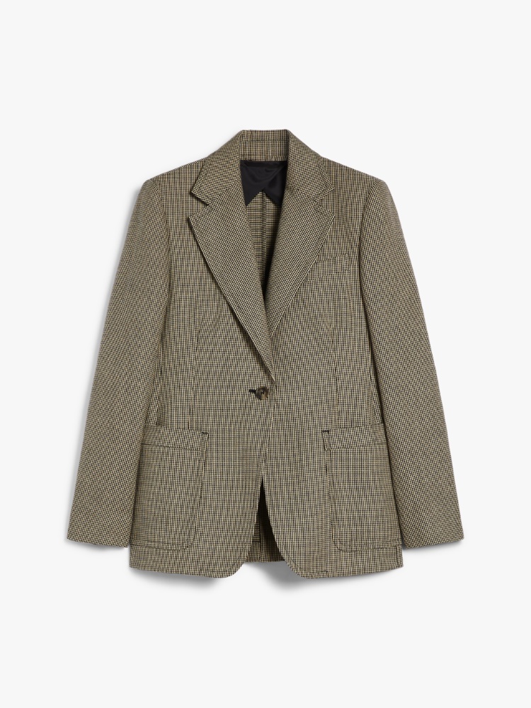 Cotton and linen single-breasted blazer, black | 