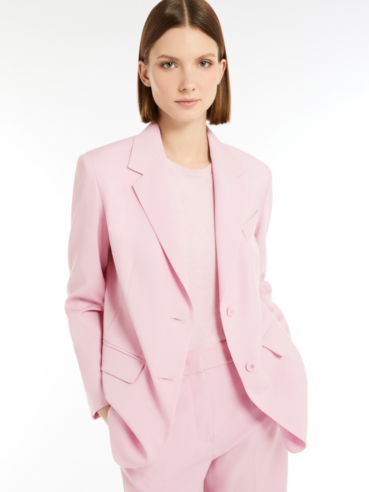 Single-breasted wool-blend canvas blazer, pink | 