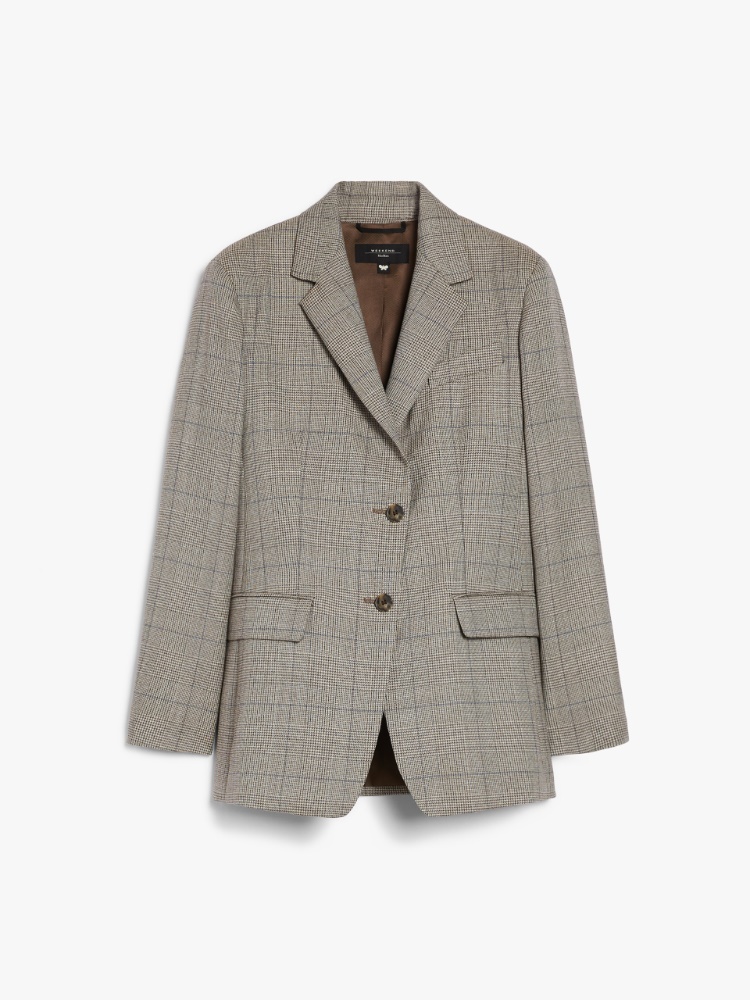 Batavia wool single-breasted blazer, biscuit | 