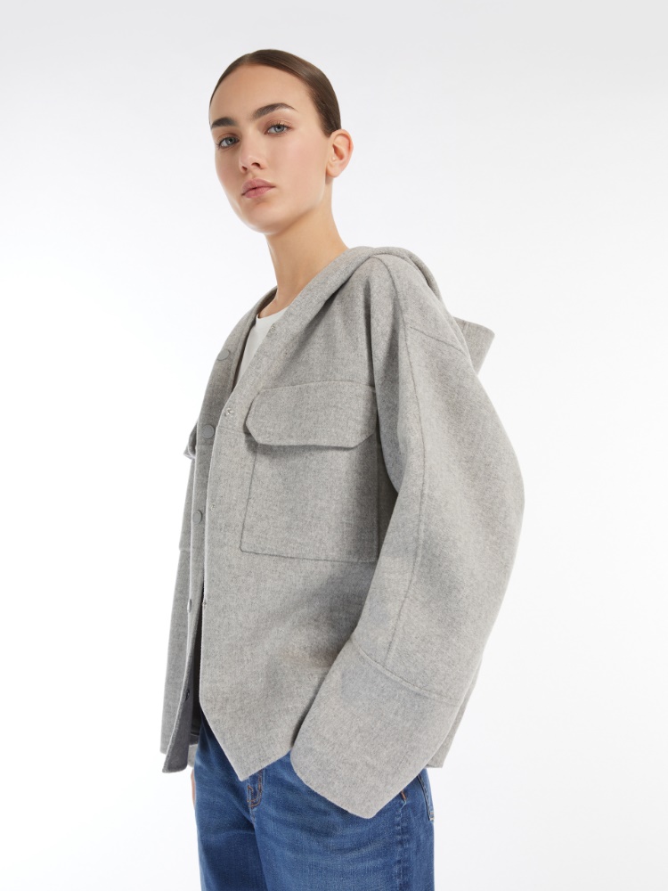 Short parka in double-sided wool, light grey | 