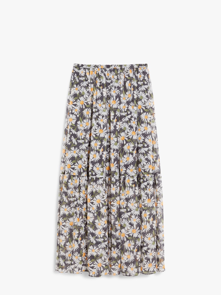 Long printed silk skirt - BLACK - Max Mara