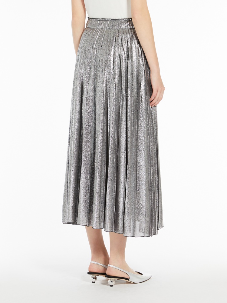 MaxMara   ロンググローブ Long skirt in metallic georgette, silver | 