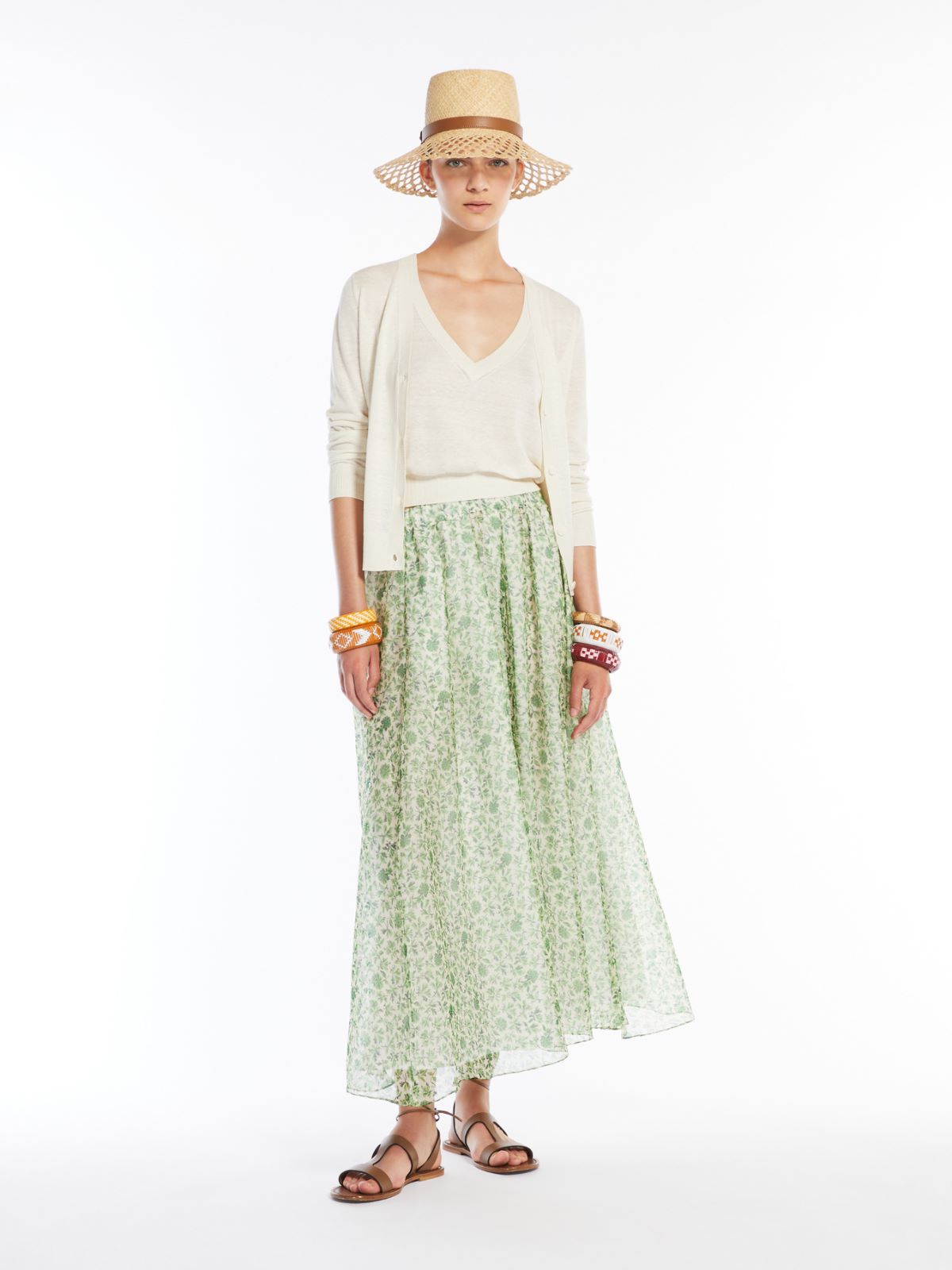 Silk organza flared skirt + GREEN - Max Mara