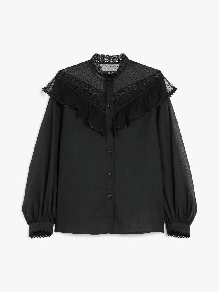 Cotton voile shirt - BLACK - Max Mara
