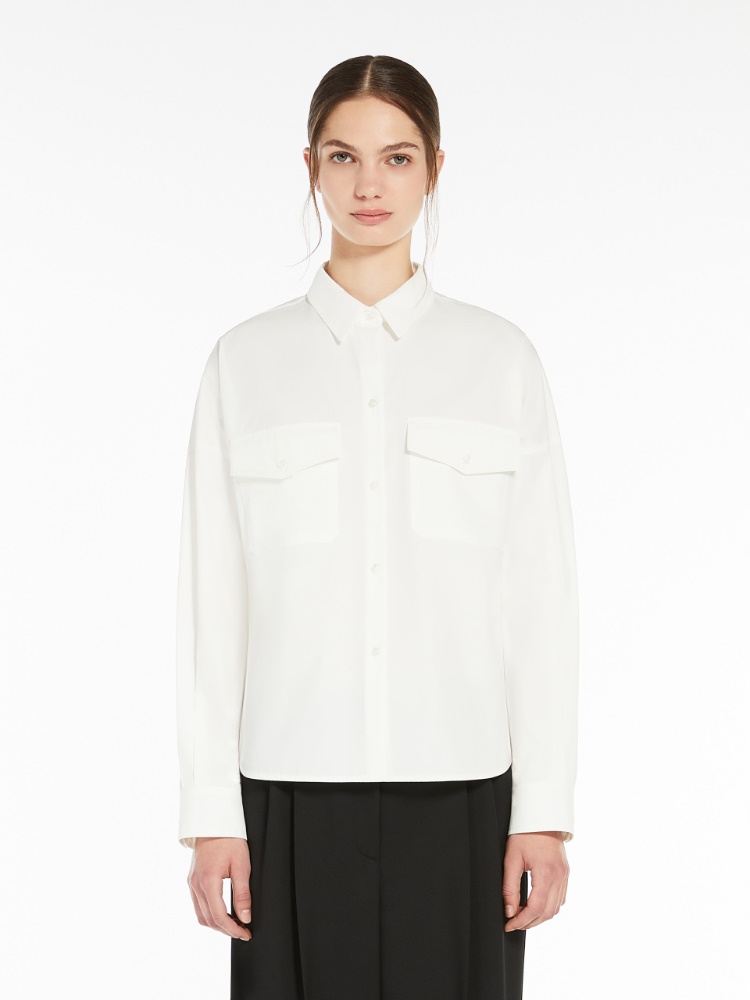 Tシャツ・カットソー Weekend Max Mara ADDA - Cotton poplin shirt Cotton satin patchwork shirt, beige | Weekend Max Mara
