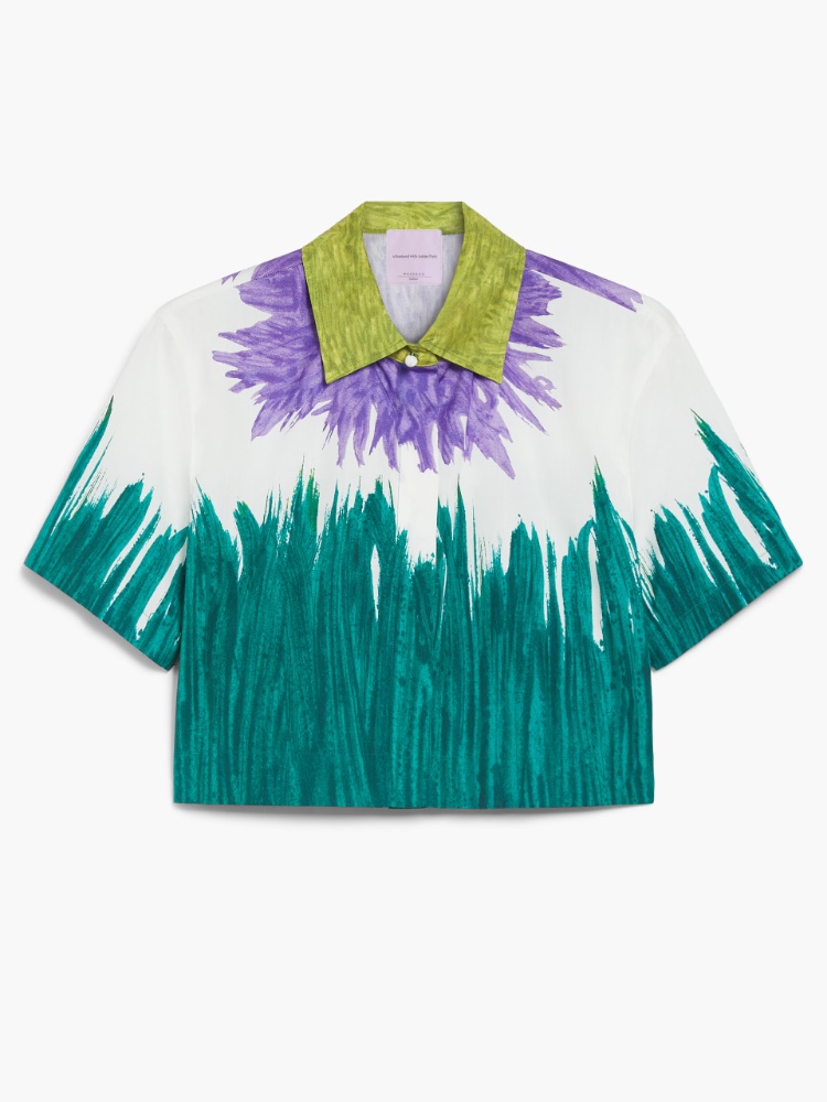 Tシャツ・カットソー Max Mara Max Mara Caladio Ricamo Blouse Striped cotton and silk blouse, white black | 