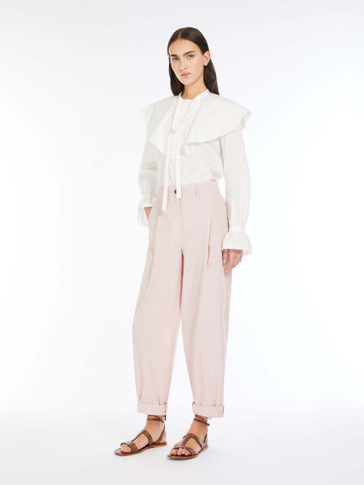 Cotton shirt with cape detail - WHITE - Max Mara