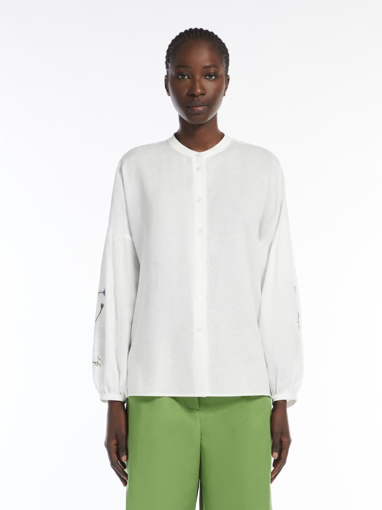 Tシャツ・カットソー Max Mara MOLINA - Silk twill shirt (11160623600 001 WHITE) 5111035106001-b-formia.jpg