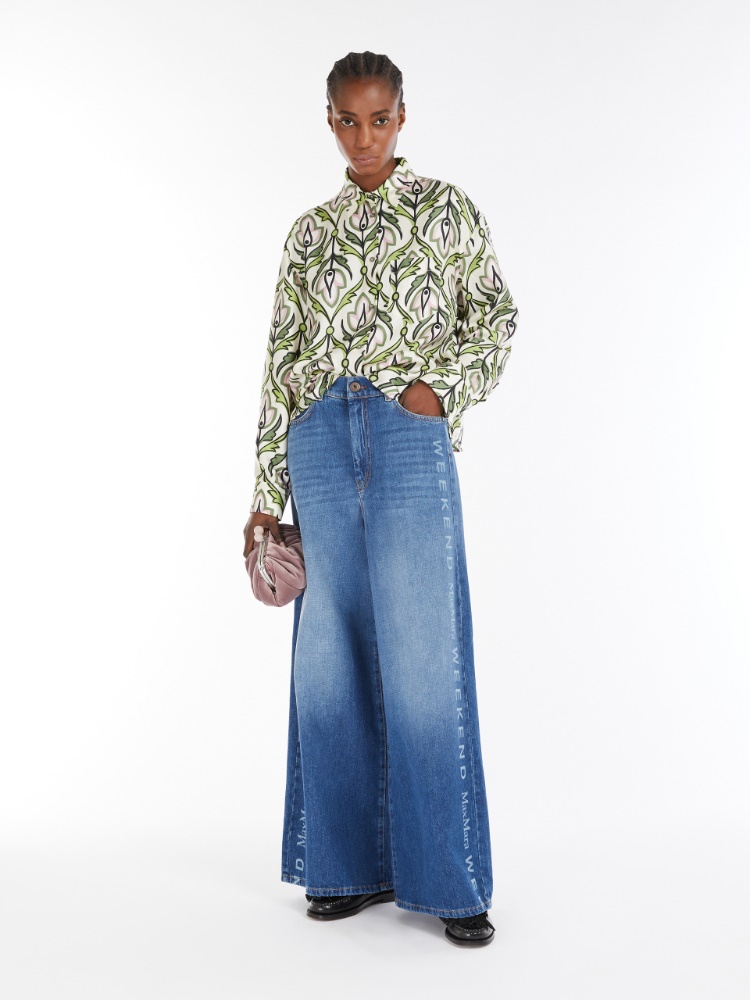 Silk twill trousers, green | 