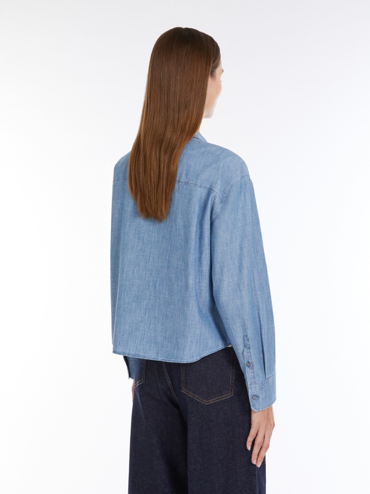 Cotton chambray shirt, navy | 