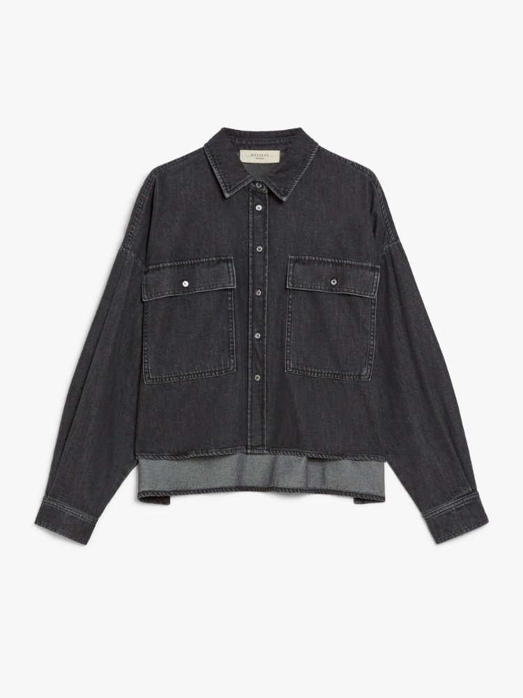 Denim boxy shirt, black | 