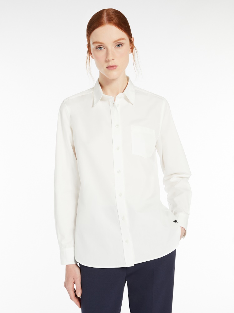 【Max Mara】コリンボ リネン トップ ザヴォッラ] コットン ポプリン シャツ, white | 