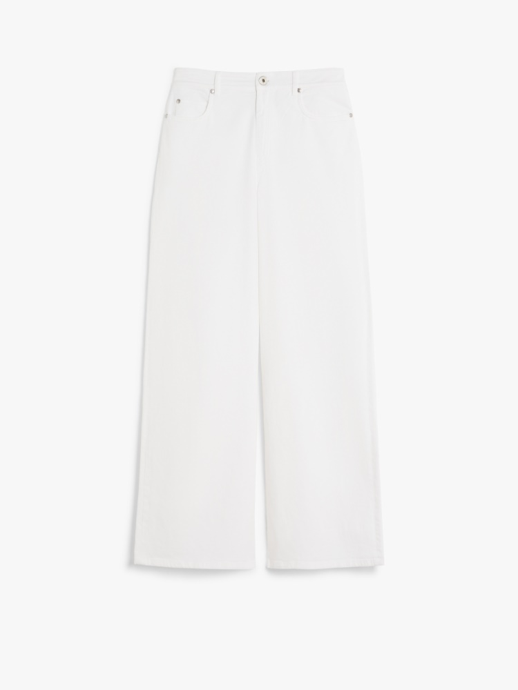 【関税込み】Weekend Max Mara ホワイト Medina ジーンズ Cotton drill wide-leg trousers, white | 