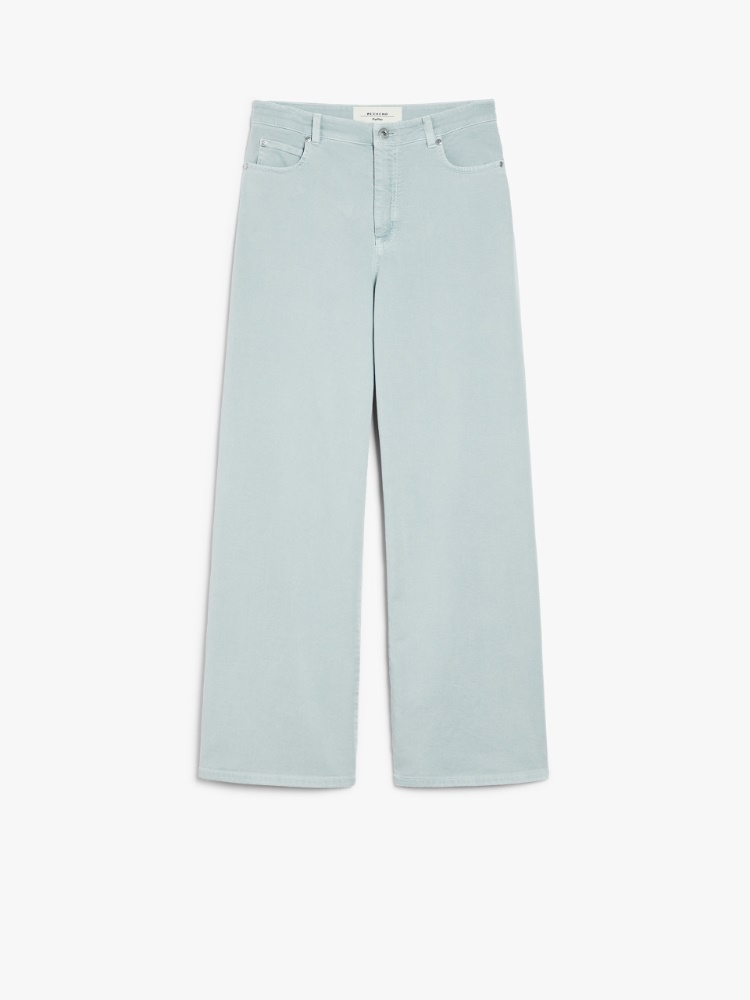 Cotton drill wide-leg trousers - PASTEL GREEN - Max Mara