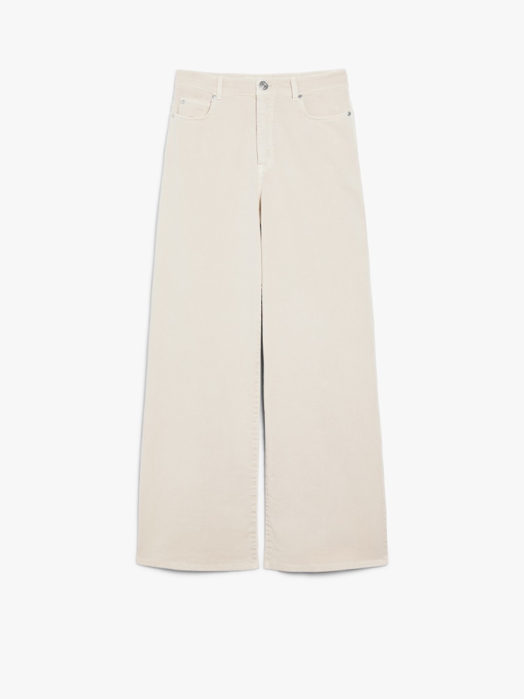 Cotton drill wide-leg trousers, sand | 