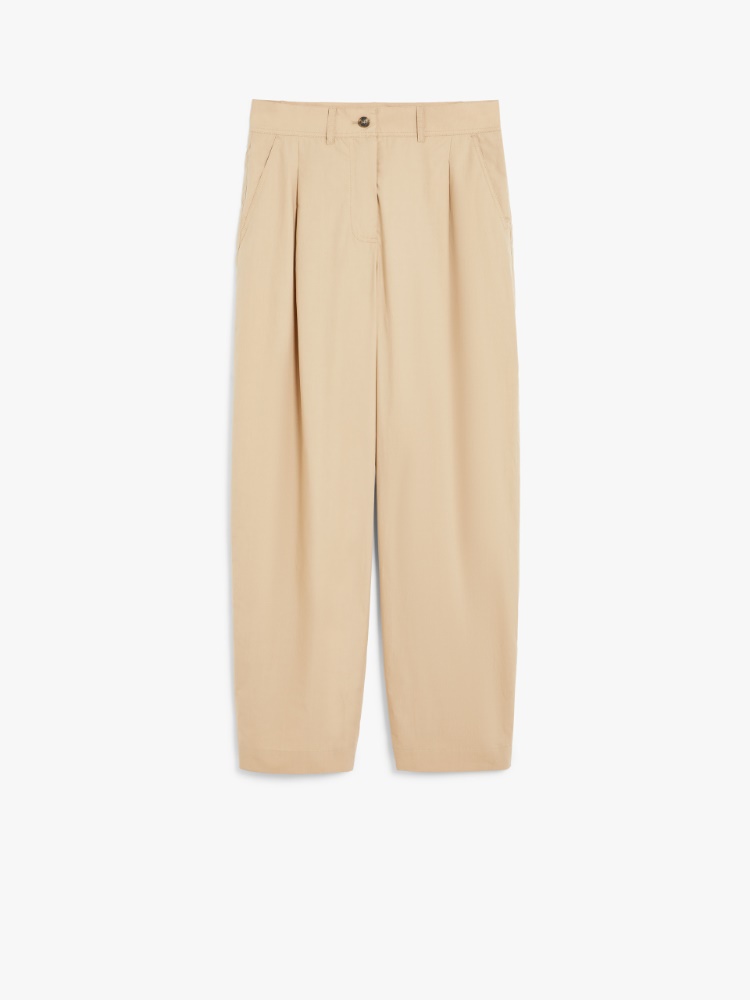 Poplin carrot-fit trousers, beige | 