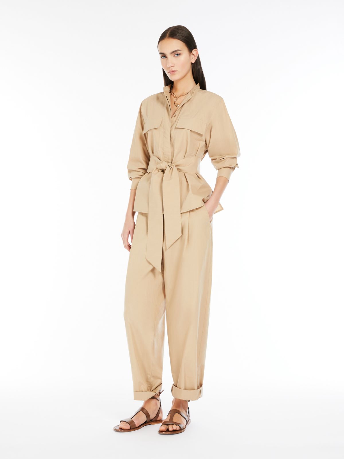Poplin carrot-fit trousers + BEIGE - Max Mara