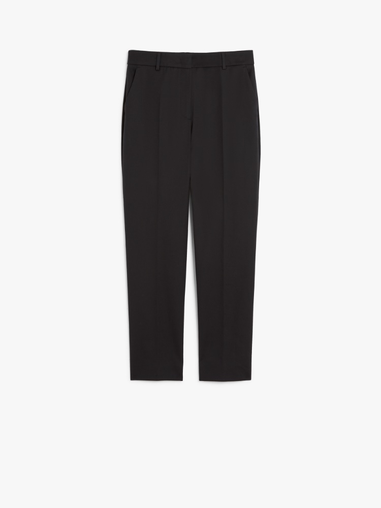 Stretch cotton cigarette trousers - BLACK - Max Mara