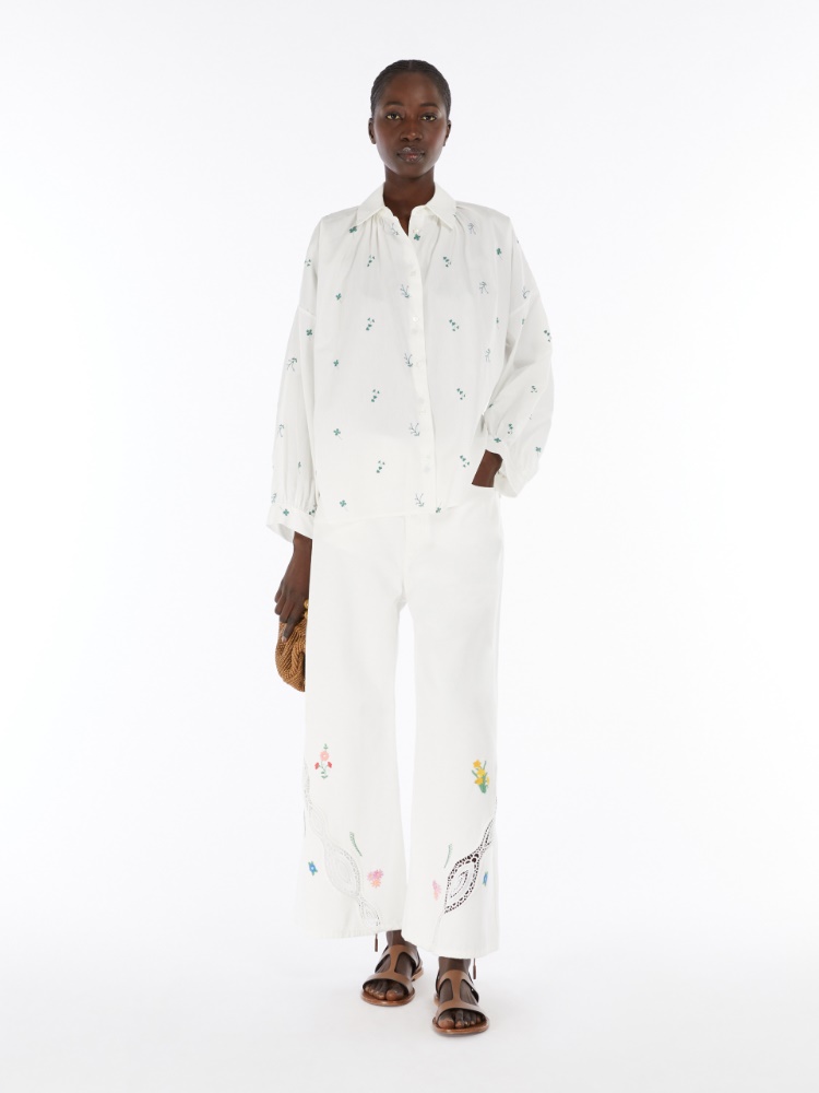 Bull trousers with embroidery - WHITE - Max Mara - 2