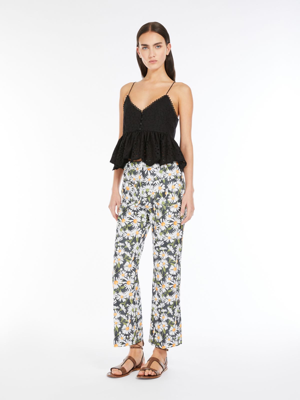 Flared patterned cotton trousers + BLACK - Max Mara