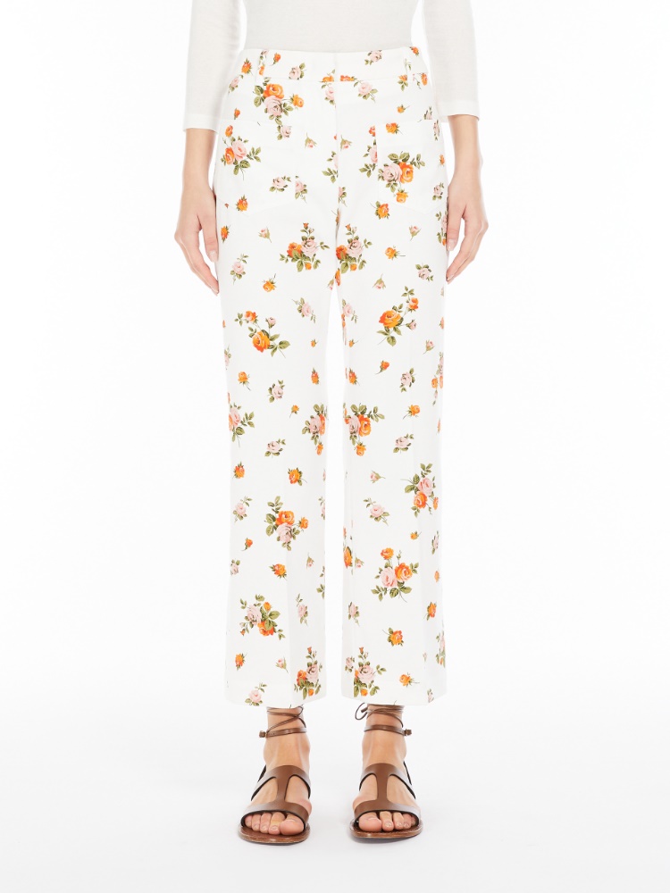 ★日本未入荷★ WEEKENDMAXMARA☆ 柄入りフレアパンツ ARTEN1234 Flared patterned cotton trousers, white | 