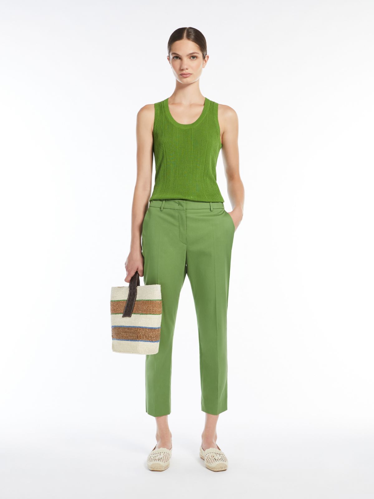 Stretch gabardine trousers + GREEN - Max Mara